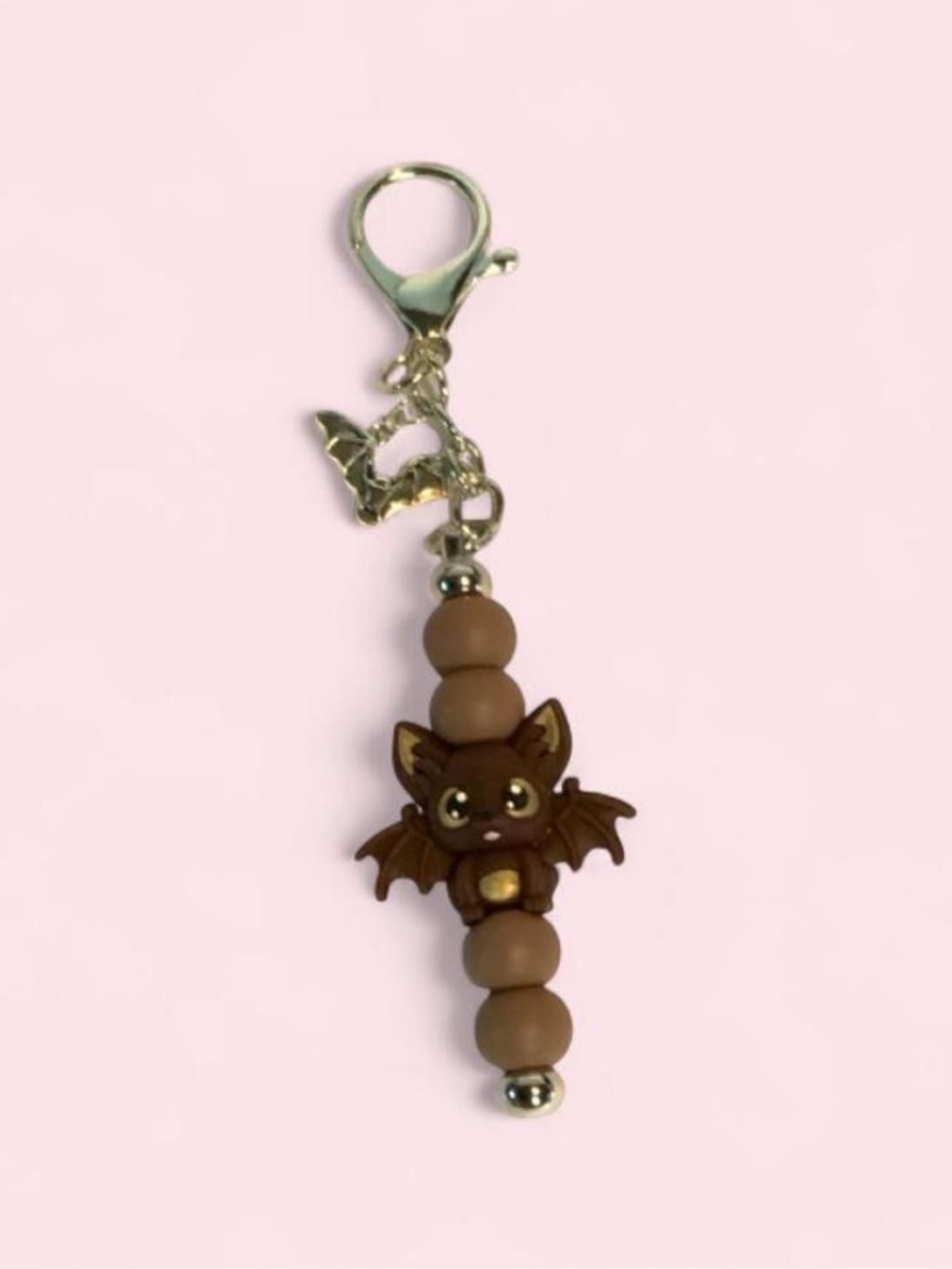 NEW📚 Handcrafted Beaded Bag Charm w/ Bats OS